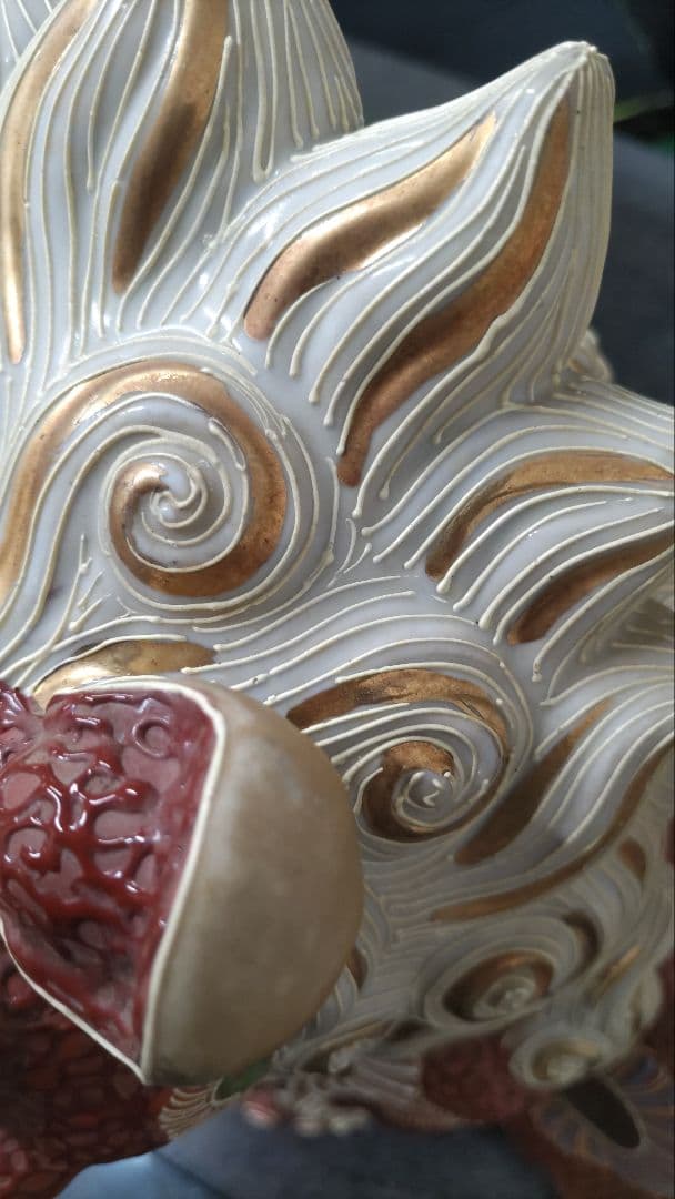 購入前にコメントお願いします　九谷焼　太吉　玉乗り獅子　狛犬　シーサー　工芸品