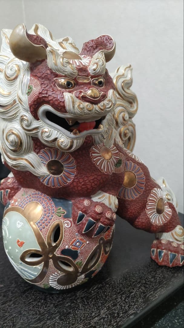 購入前にコメントお願いします　九谷焼　太吉　玉乗り獅子　狛犬　シーサー　工芸品