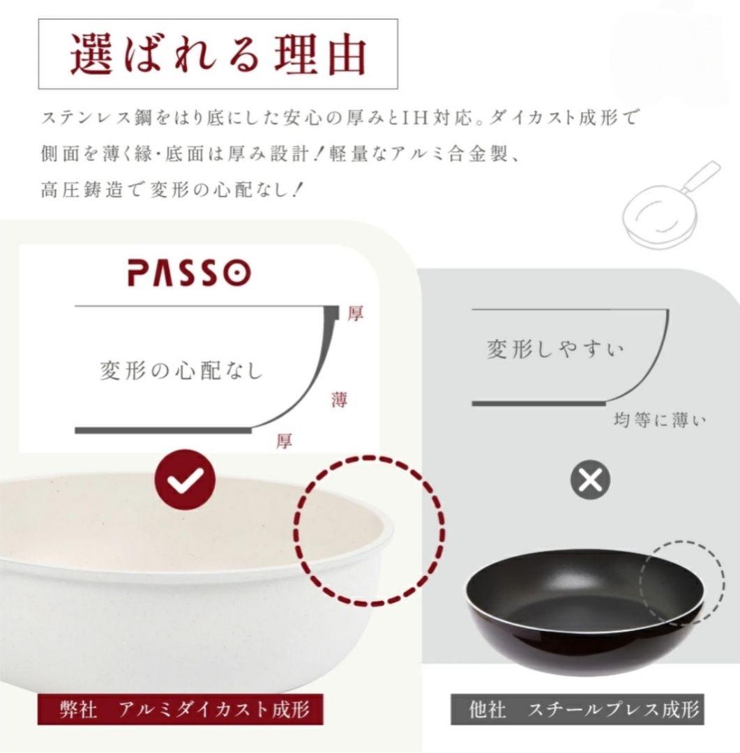 PASSO フライパン 19点セット　IH〜ガス火対応 取っ手が取れる