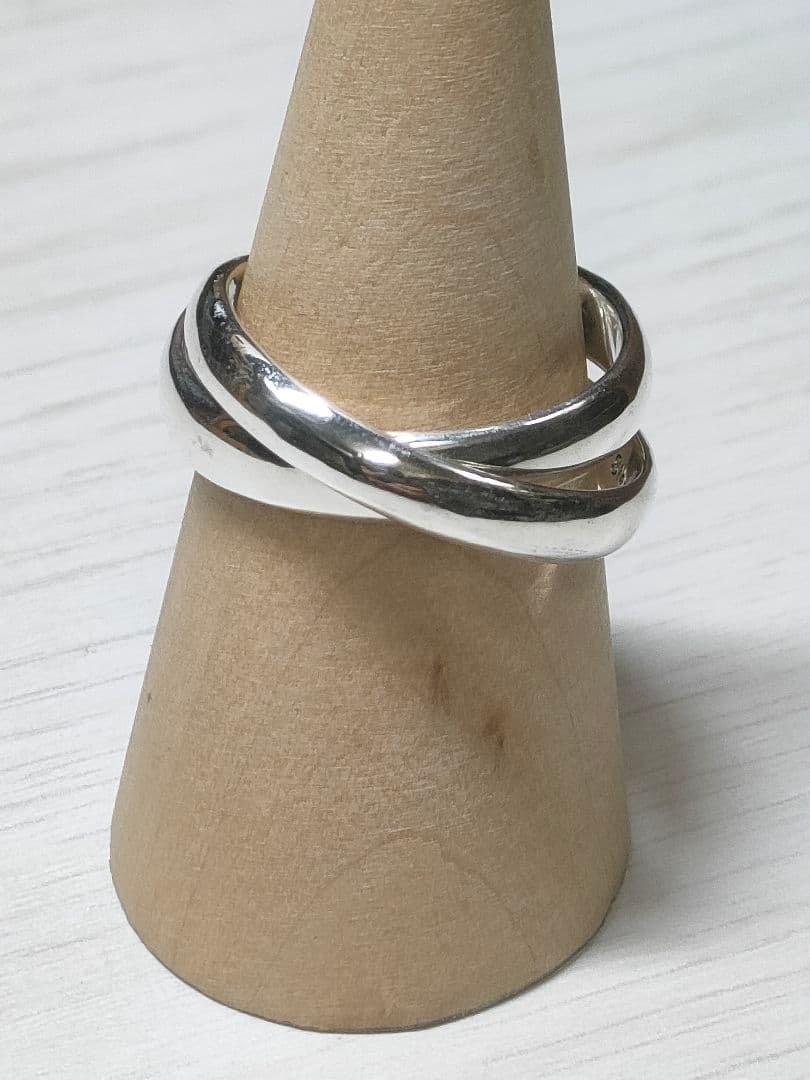 シルバー925製　2連甲丸リング　17〜19号　7.4㌘　幅4.7と3.6㍉