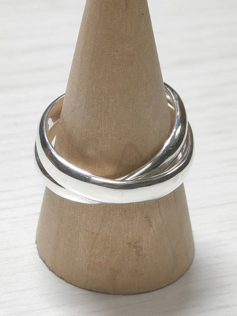 シルバー925製　2連甲丸リング　17〜19号　7.4㌘　幅4.7と3.6㍉