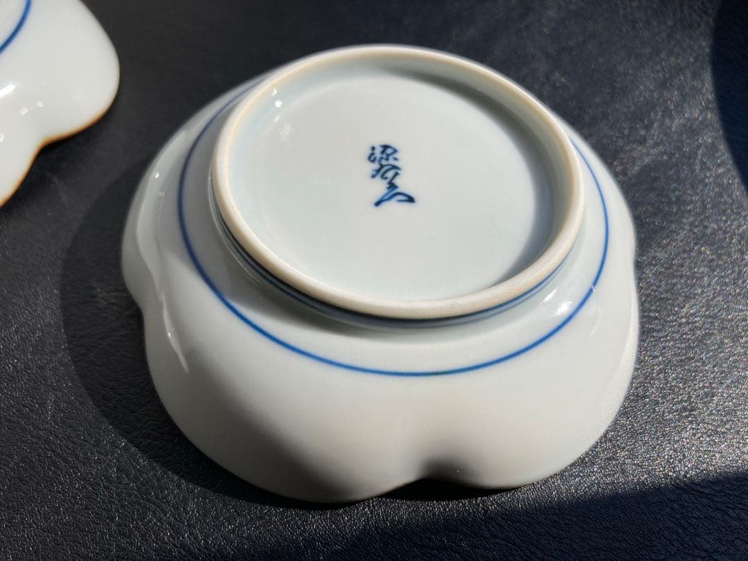 源右衛門　染付蕪絵(花型) 小皿　3枚