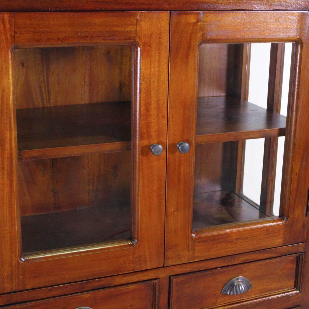 A 新品 キャビネット カントリー リビング収納 食器棚 本棚 アジアン 飾り棚