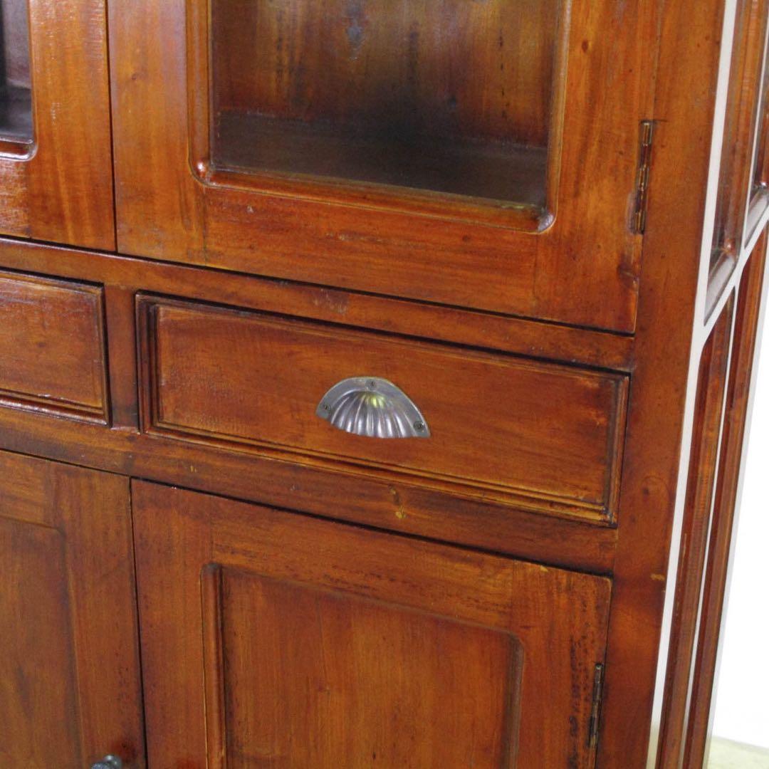 A 新品 キャビネット カントリー リビング収納 食器棚 本棚 アジアン 飾り棚