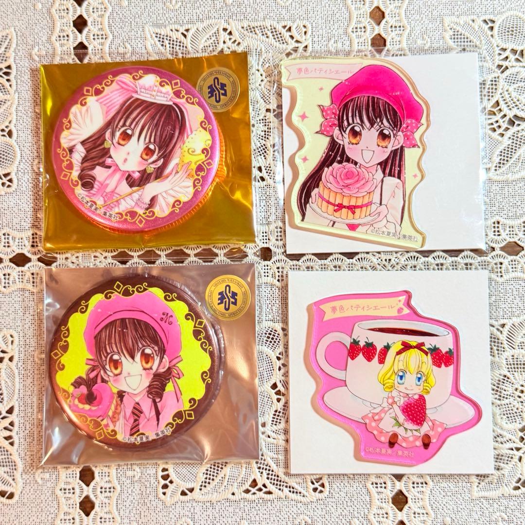 【4点セット】りぼんカフェ 夢色パティシエール 缶バッジ アクリルステッカー