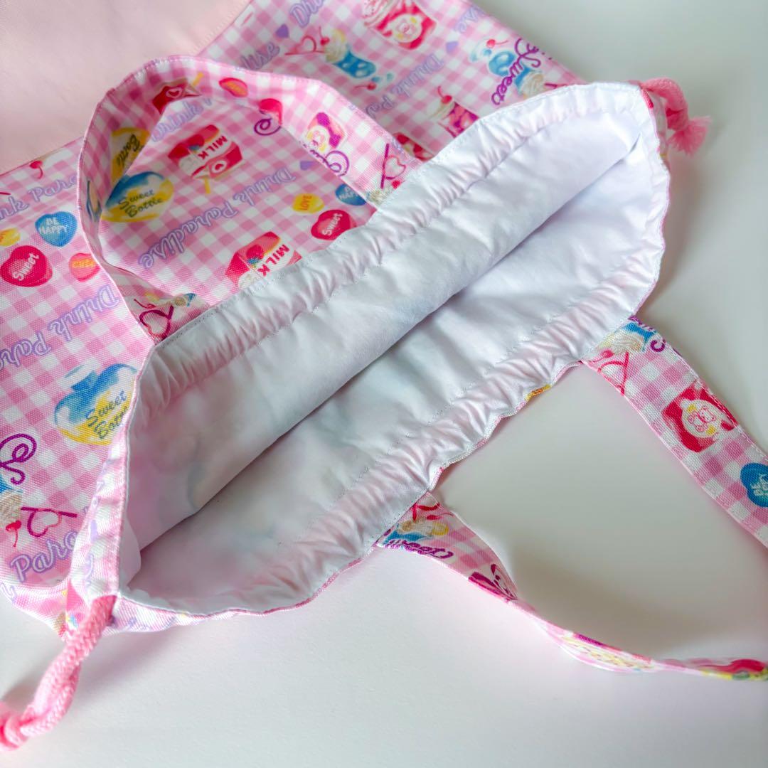 入園入学5点セット 女の子 ピンク ドリンク柄 レッスンバッグ 体操服袋