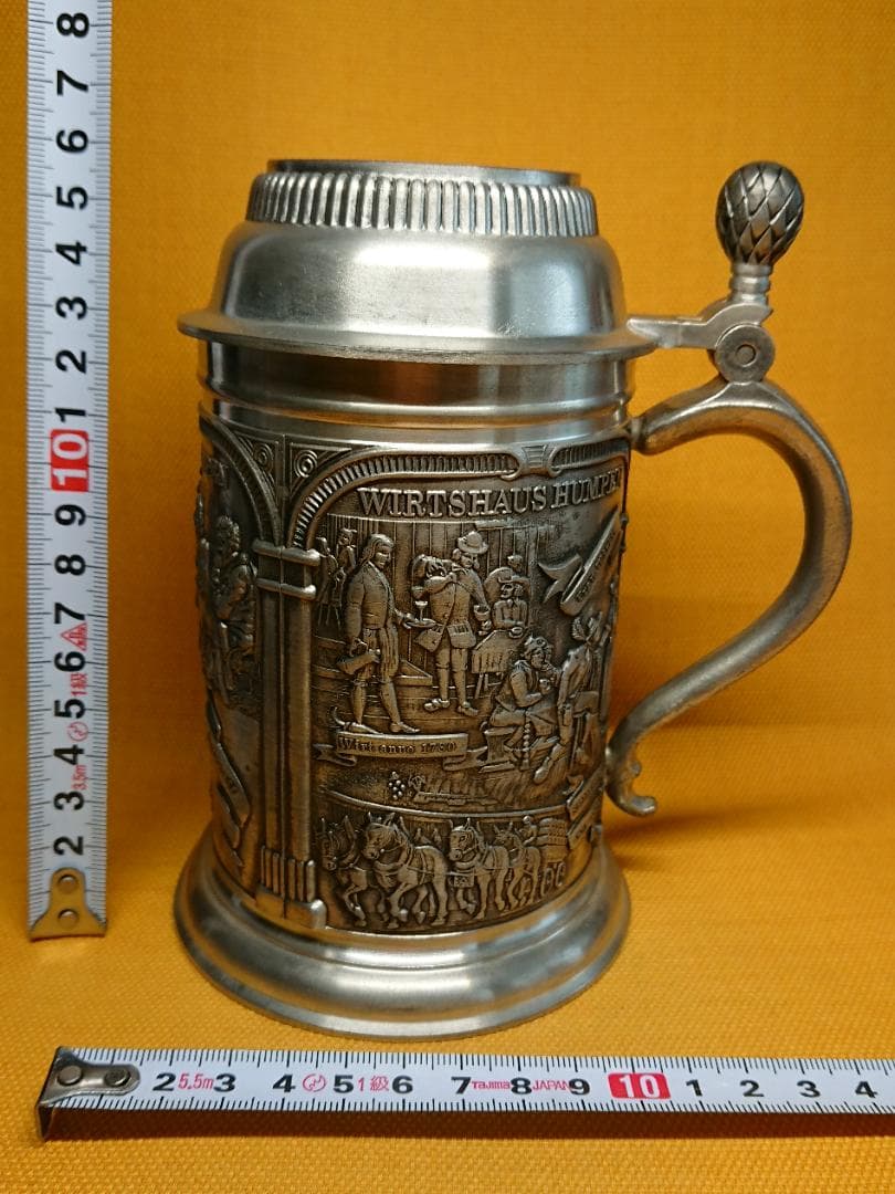【美品】ジョッキ　ドイツ　金属　置物　インテリア　工芸品　美術品　A3169