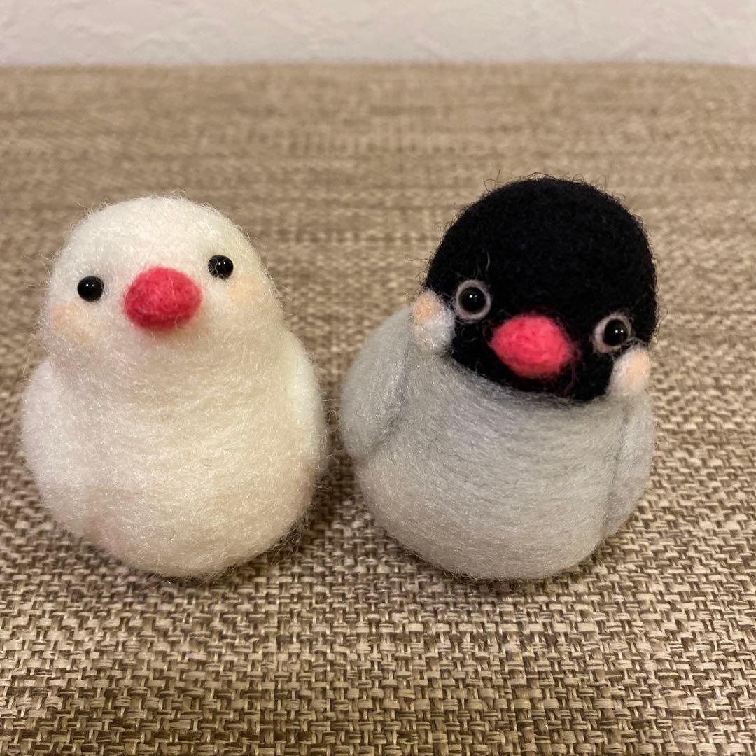 フラワーリース&羊毛フェルト文鳥さん