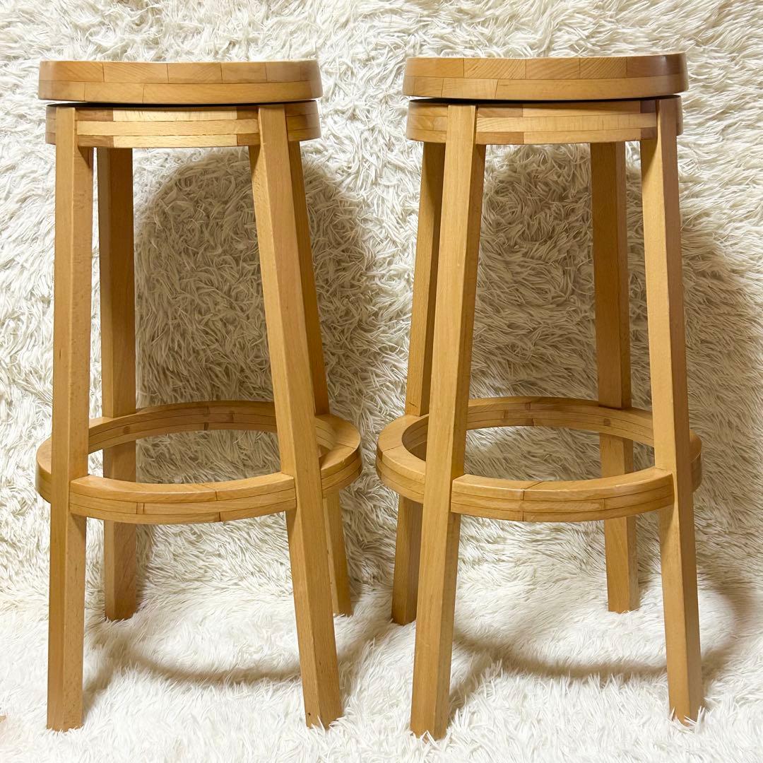 【廃盤品】QUON クオン 回転式 カウンターチェア セロ ブナ材 740 2脚