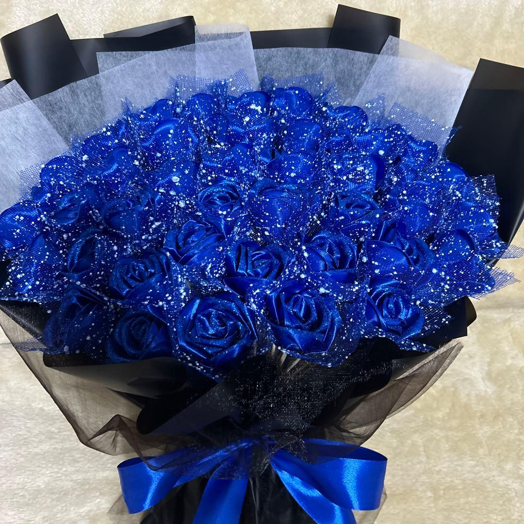 40本青バラブーケ ラメ付きプレゼント お祝い 枯れない花 永生薔薇　特別な人へ