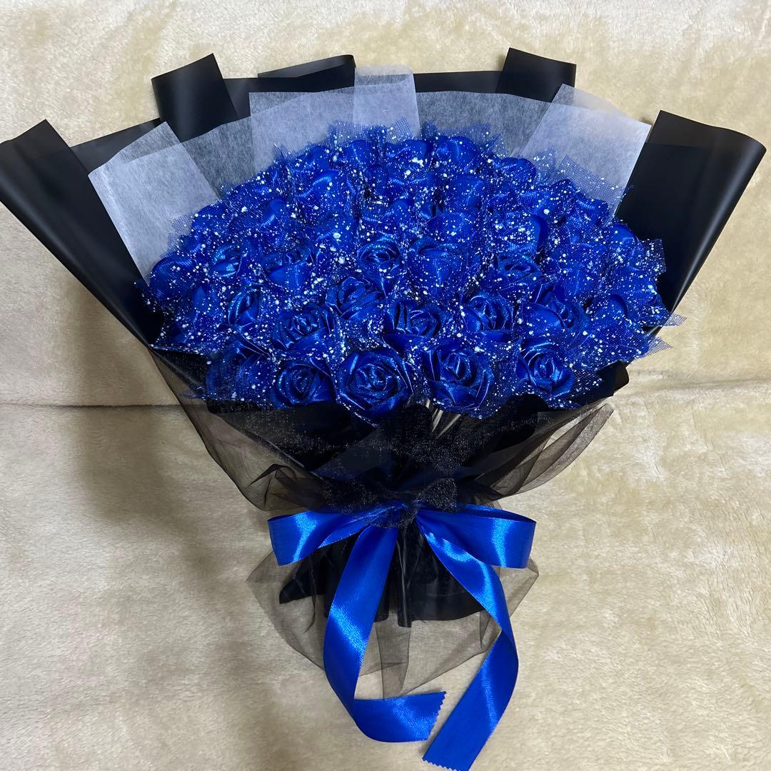 40本青バラブーケ ラメ付きプレゼント お祝い 枯れない花 永生薔薇　特別な人へ