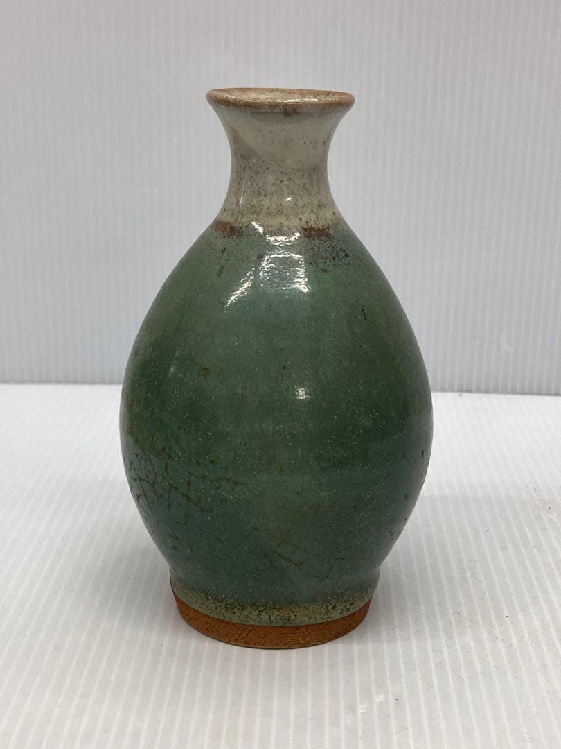 緑釉 徳利 花瓶 一輪挿し 牛ノ戸焼風 陶磁器 骨董