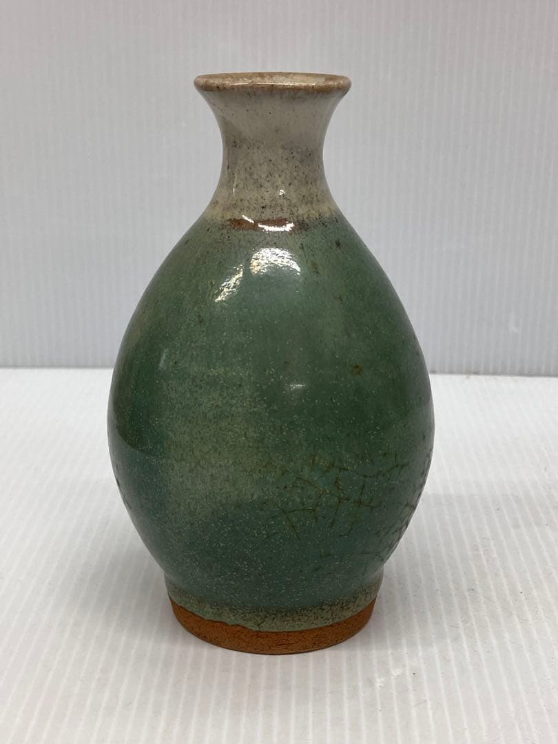 緑釉 徳利 花瓶 一輪挿し 牛ノ戸焼風 陶磁器 骨董
