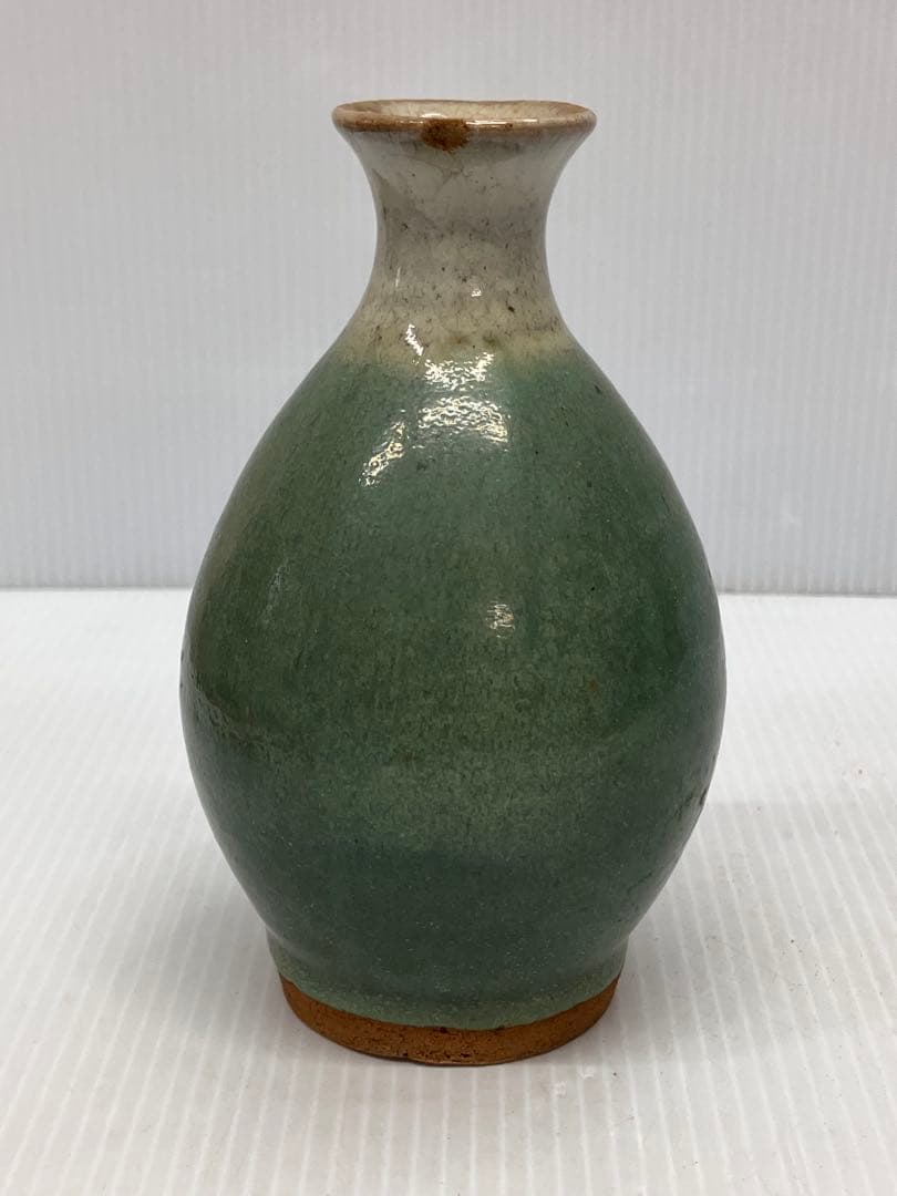 緑釉 徳利 花瓶 一輪挿し 牛ノ戸焼風 陶磁器 骨董