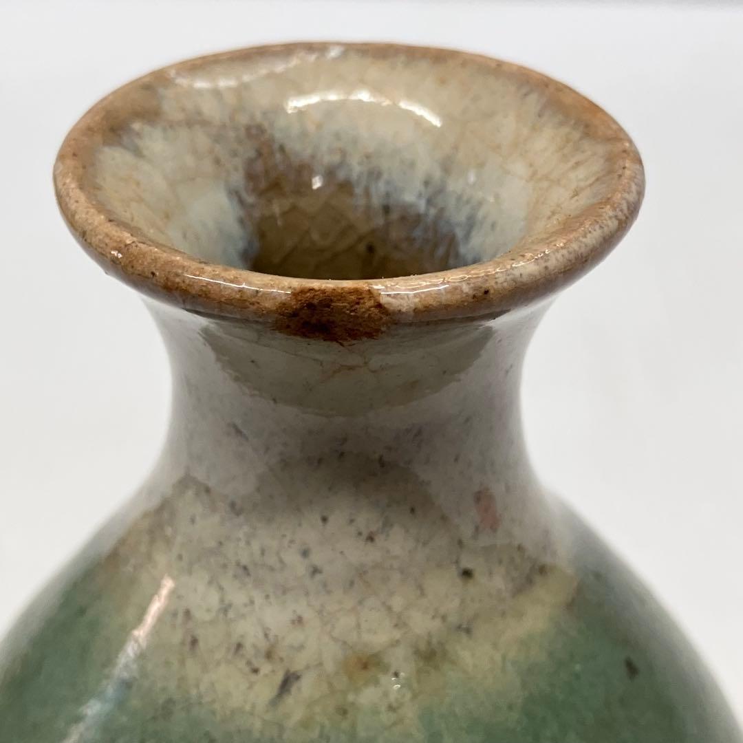 緑釉 徳利 花瓶 一輪挿し 牛ノ戸焼風 陶磁器 骨董