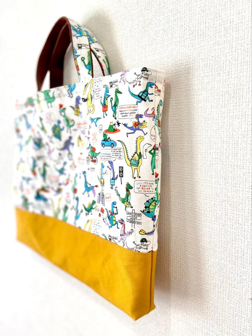 恐竜タウン　ハンドメイド　レッスンバッグ　入学入園準備　5点セット　ダイナソー