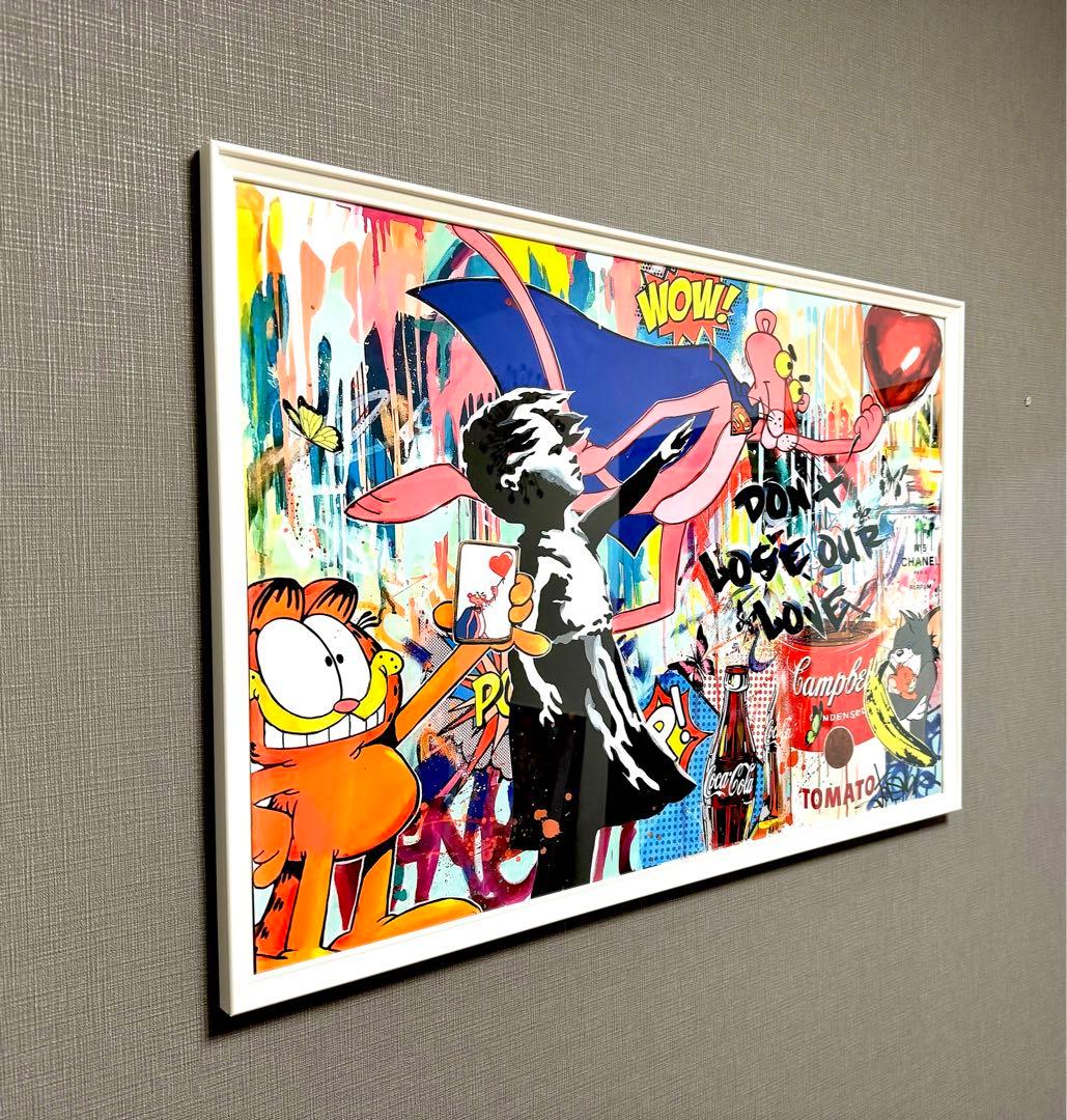 No.141フレーム付きキャンバスアート　アートポスター　バンクシー　バスキア