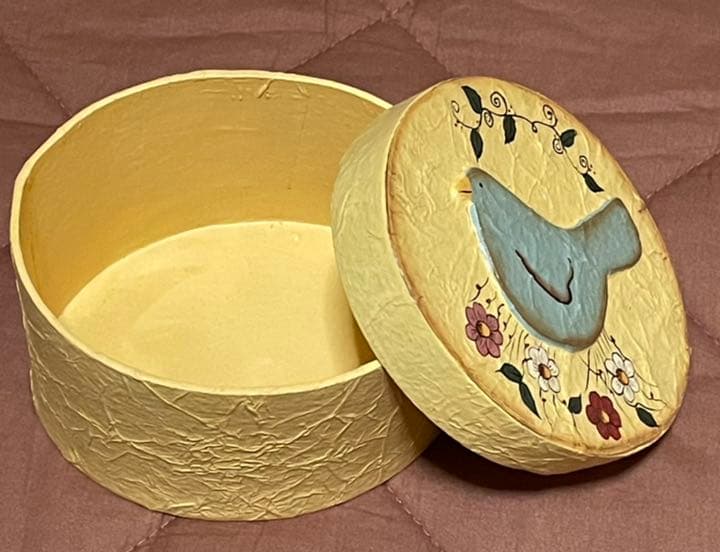 カントリー雑貨 トールペイント ボックス 小鳥 イエロー