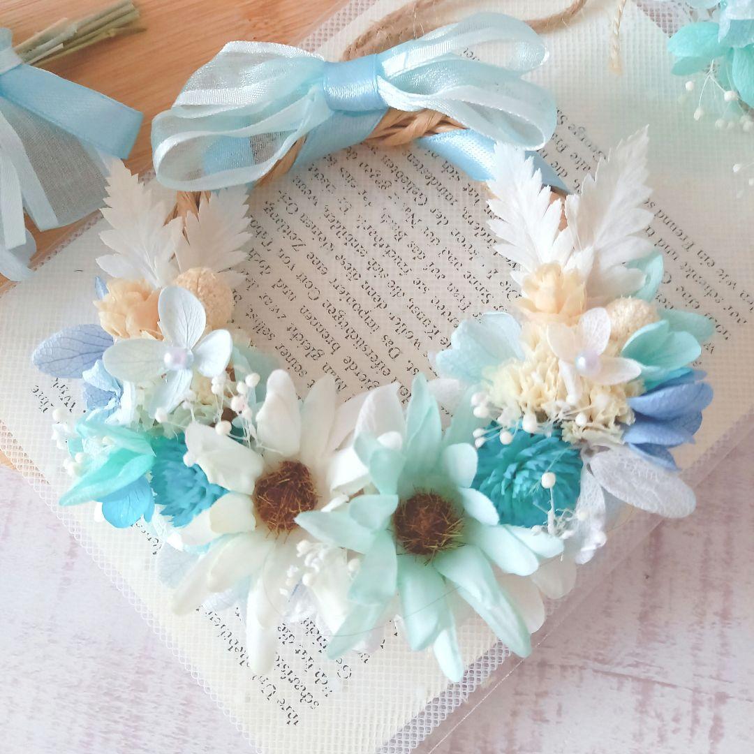 ホワイト＆ティファニーブルー❁*。ミニリースとミニスワッグのガーランド❤︎.*