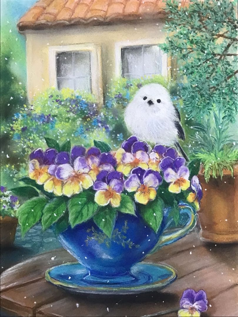 虹色の天使　絵画アート原画　パステル画