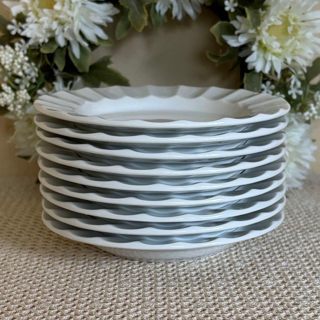ロイヤルコペンハーゲン 白磁 輪花 小皿 12.5cm 9枚セット
