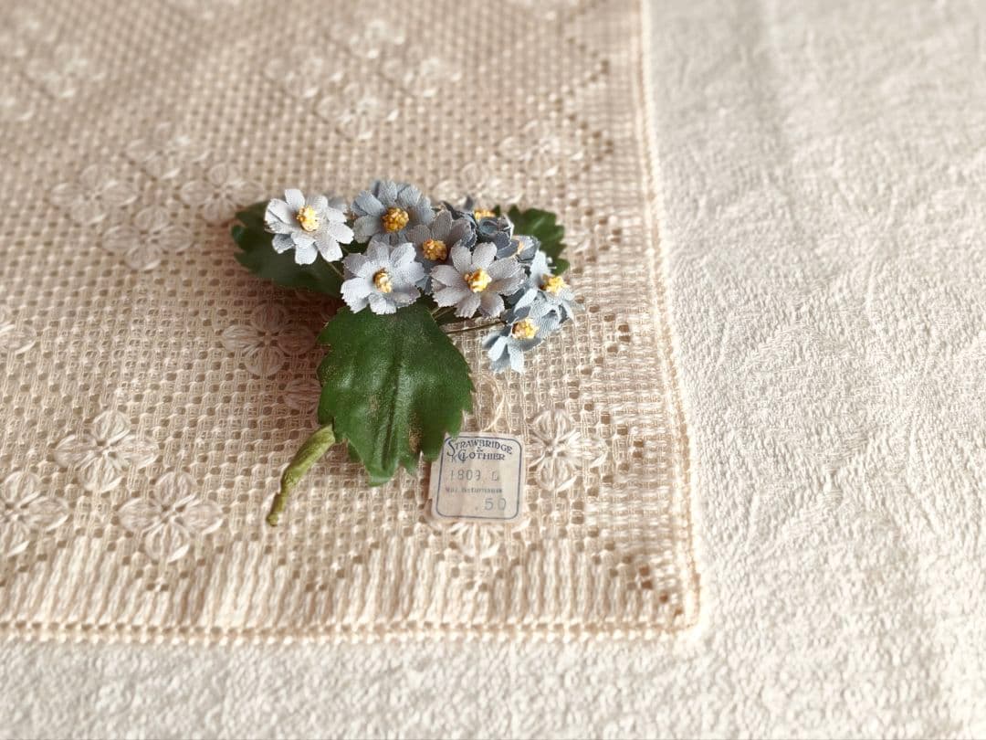 * vintage flower ❀ 布花 ライトブルーのお花 ブーケ