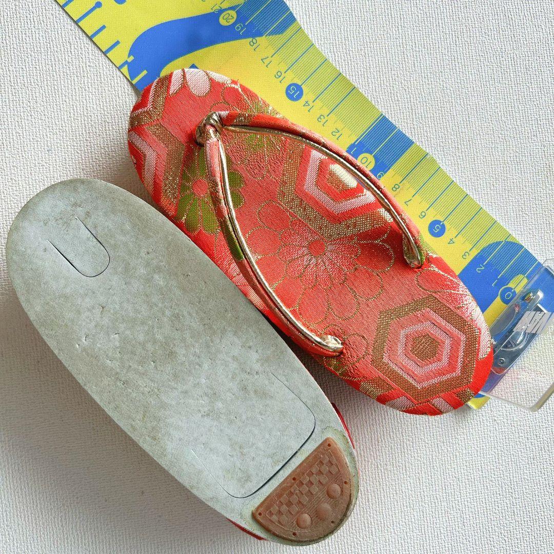 セット七五三7歳女の子長着＆簡単半衿＆袋帯＆草履＆バッグ＆小物朱色ちりめん扇菊鳥