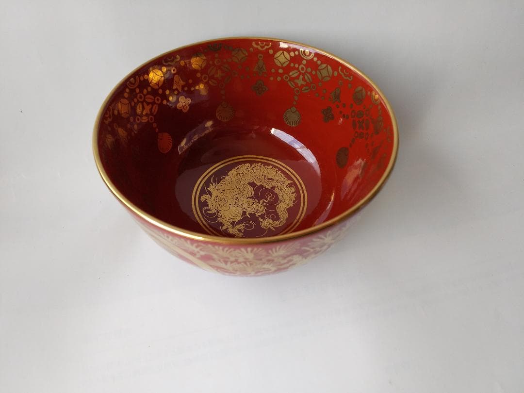 京焼 平安 勝見永泉 作 金襴手葵龍紋 茶碗 共箱 共布 茶道具 抹茶碗 新品