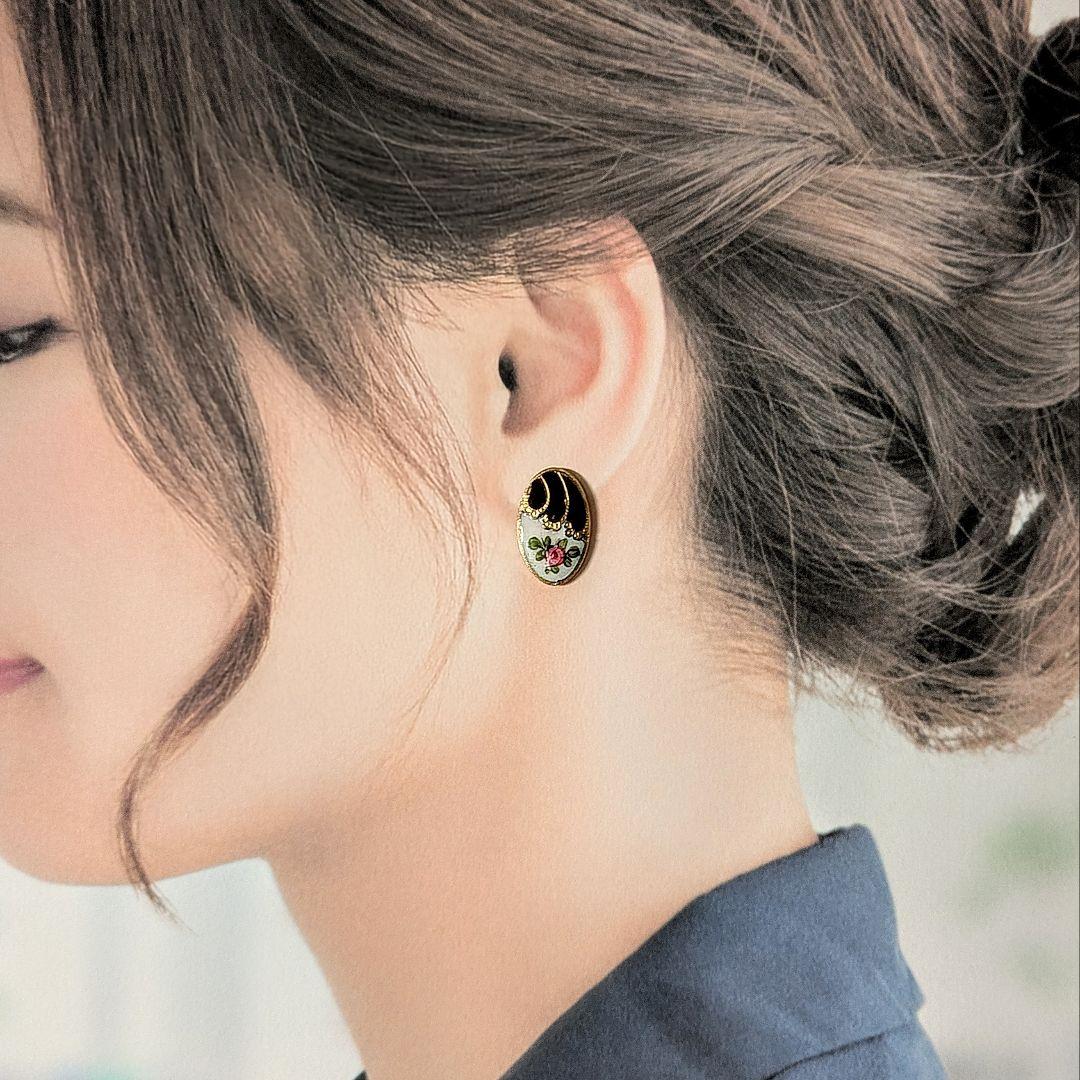 No.1163　専用出品　エマイユボタンピアス１点