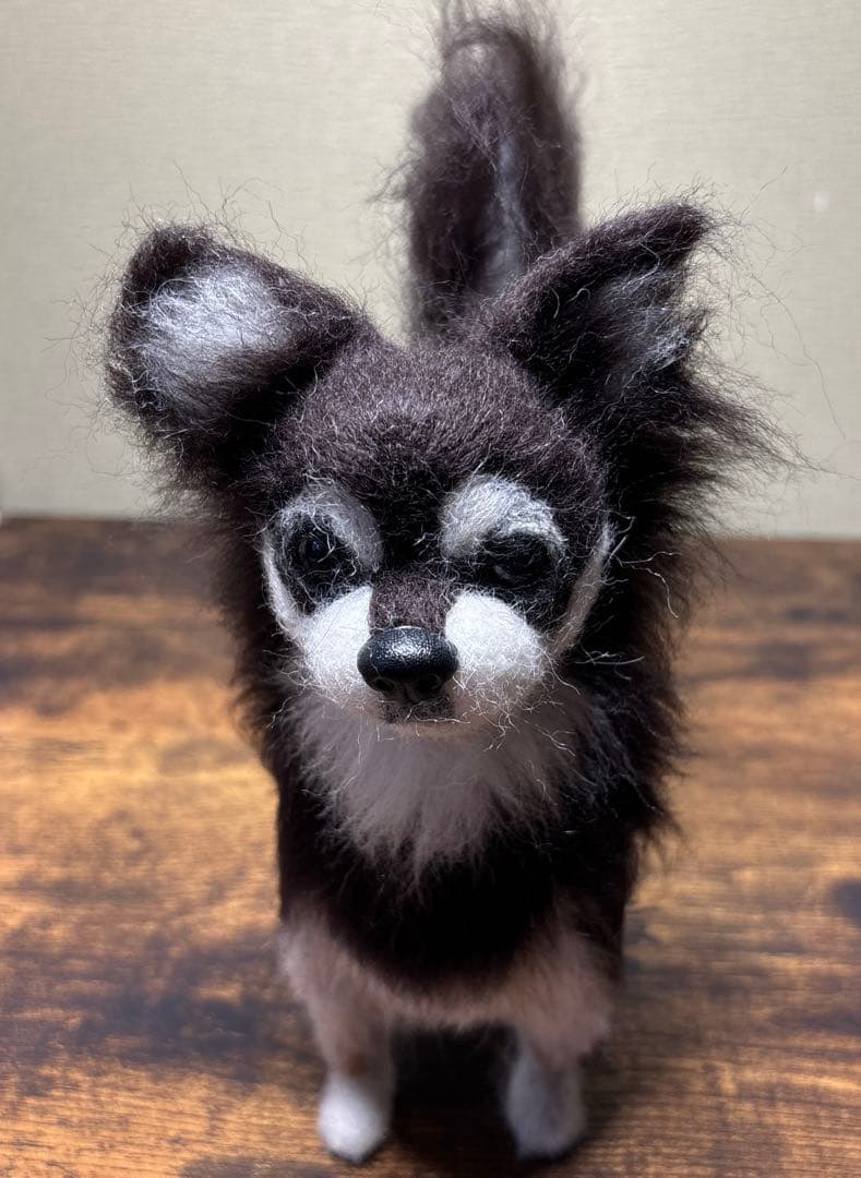 羊毛フェルト 犬　チワワブラックタン