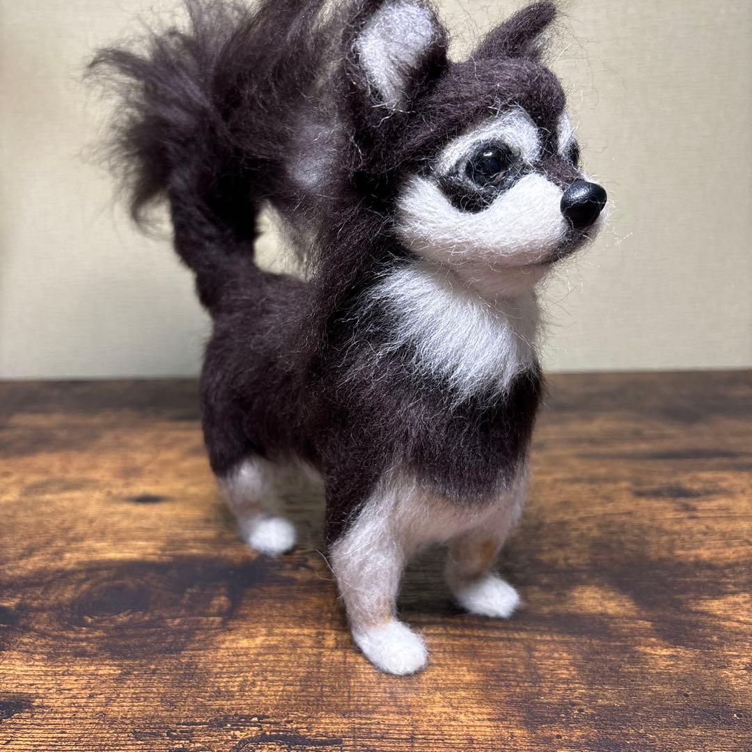 羊毛フェルト 犬　チワワブラックタン