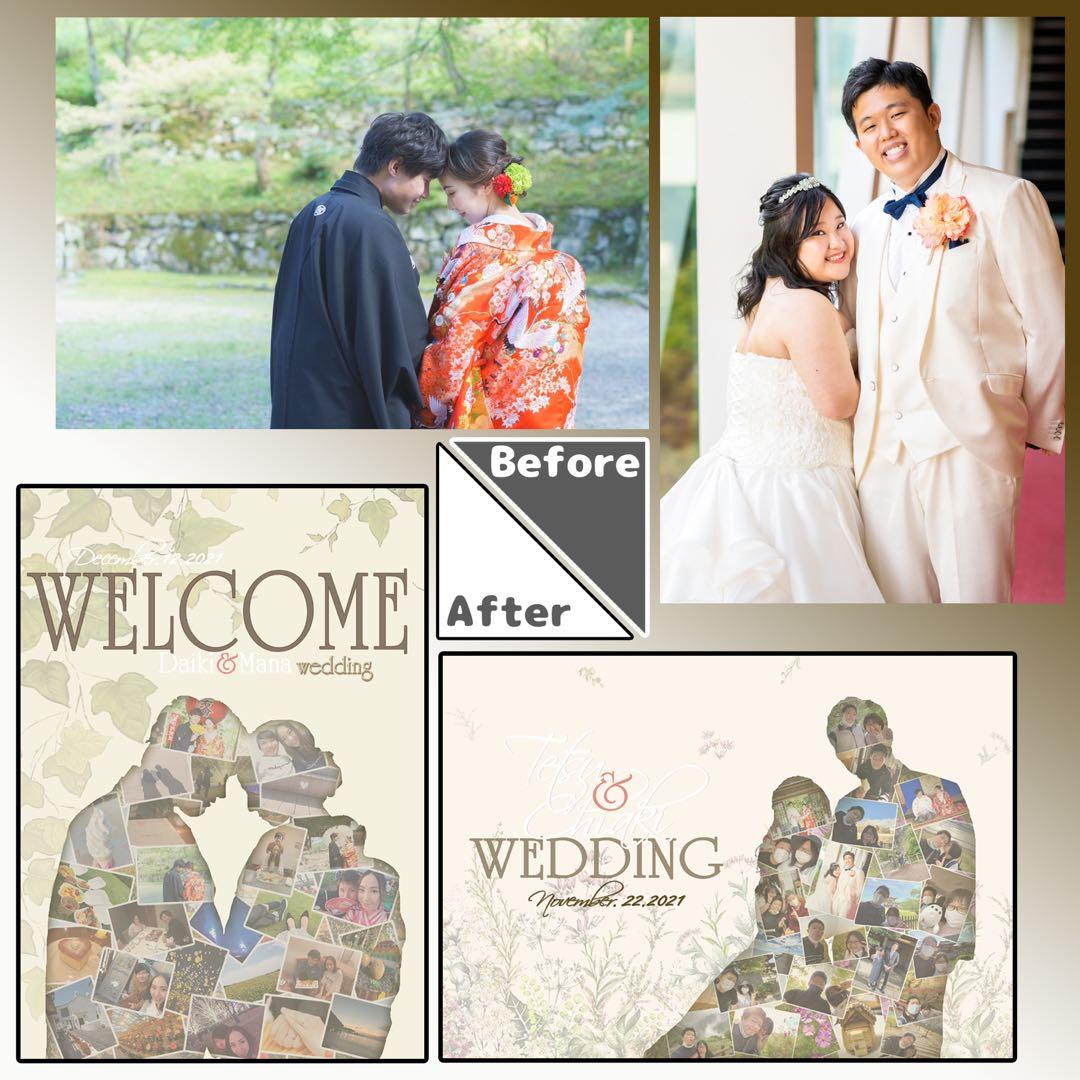 前撮り ウェルカムボード ウェルカムスペース 子育て感謝状 似顔絵 結婚式 29