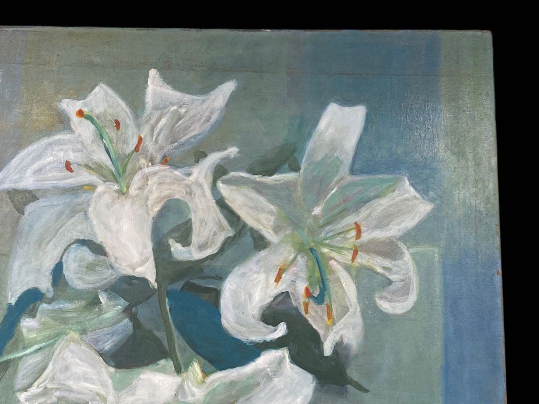 絵画　油絵　ユリ　大きい　花の絵　キャンバス