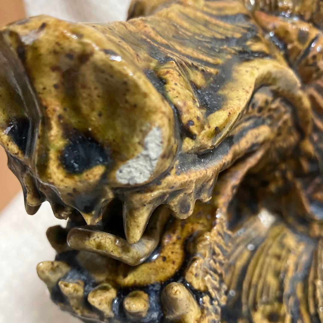 【伝統工芸士 加藤宇助 作】黄瀬戸 龍 陶像 共箱 瀬戸焼 縁起物 欠けあり