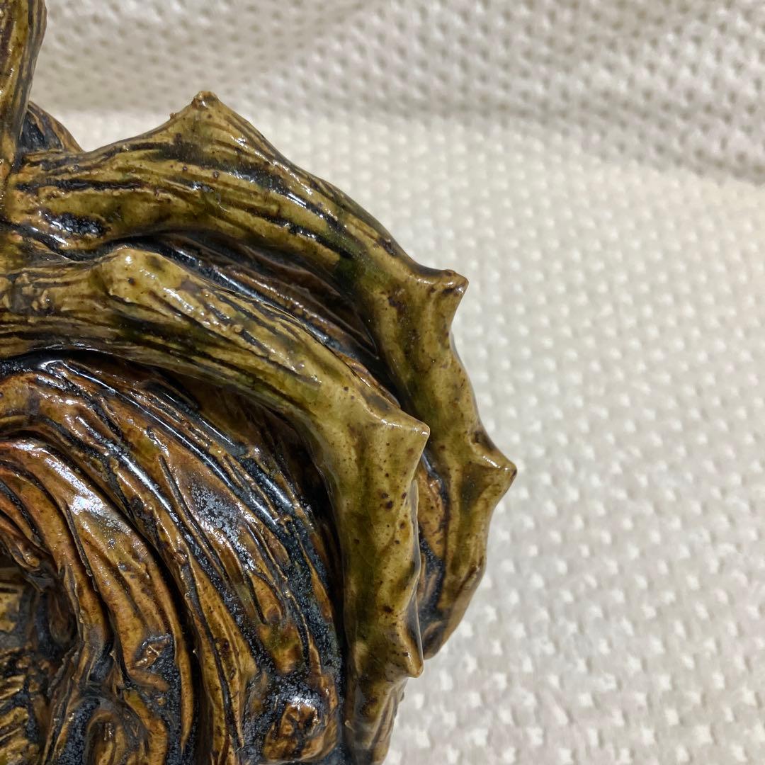 【伝統工芸士 加藤宇助 作】黄瀬戸 龍 陶像 共箱 瀬戸焼 縁起物 欠けあり