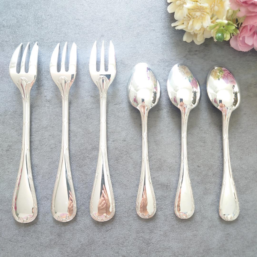 美品 クリストフル リュバン ケーキフォーク コーヒースプーン 6点