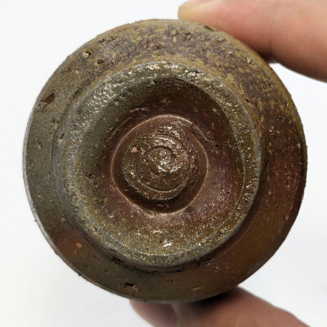 藤原謙（三代目藤原楽山） 造 備前焼 金彩緋襷徳利&酒呑 合箱合布 ぐい呑 酒器