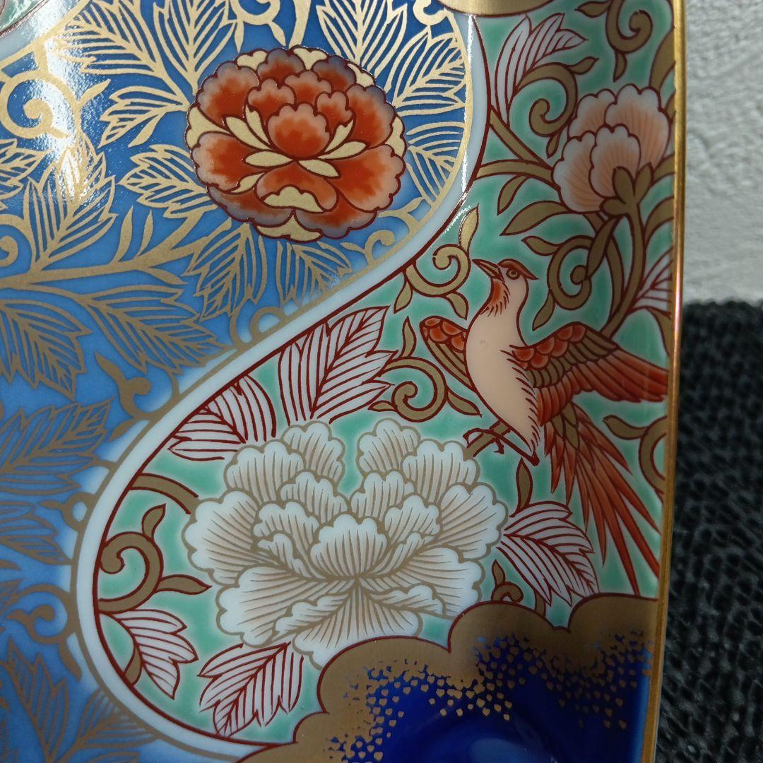 深川製磁 有田磁器 コレクション 金襴手牡丹唐草 角5号 飾皿