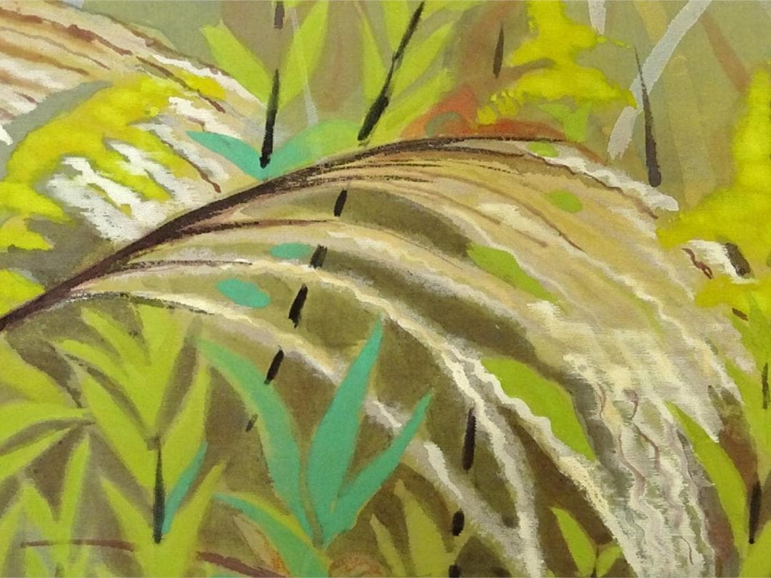 掛軸 幸子『稲穂図』絹本 肉筆 合わせ箱付 掛け軸 a043016