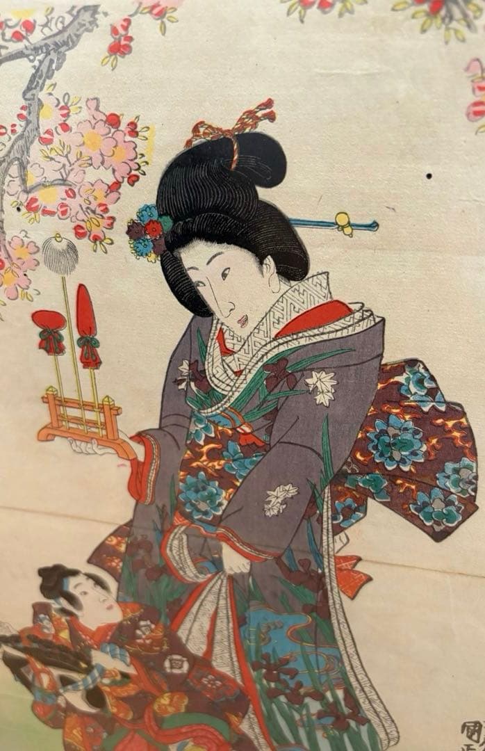 【真作】浮世絵 女性と子供