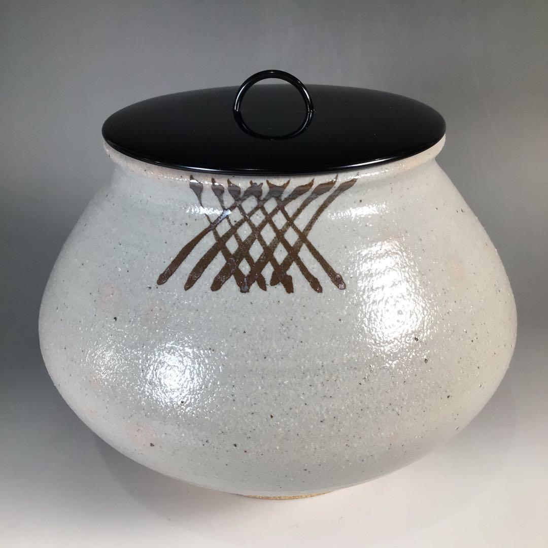Ｎ６０３　水指　『武村利左エ門造』『絵唐津』『算玉形水指』　共箱　茶道具