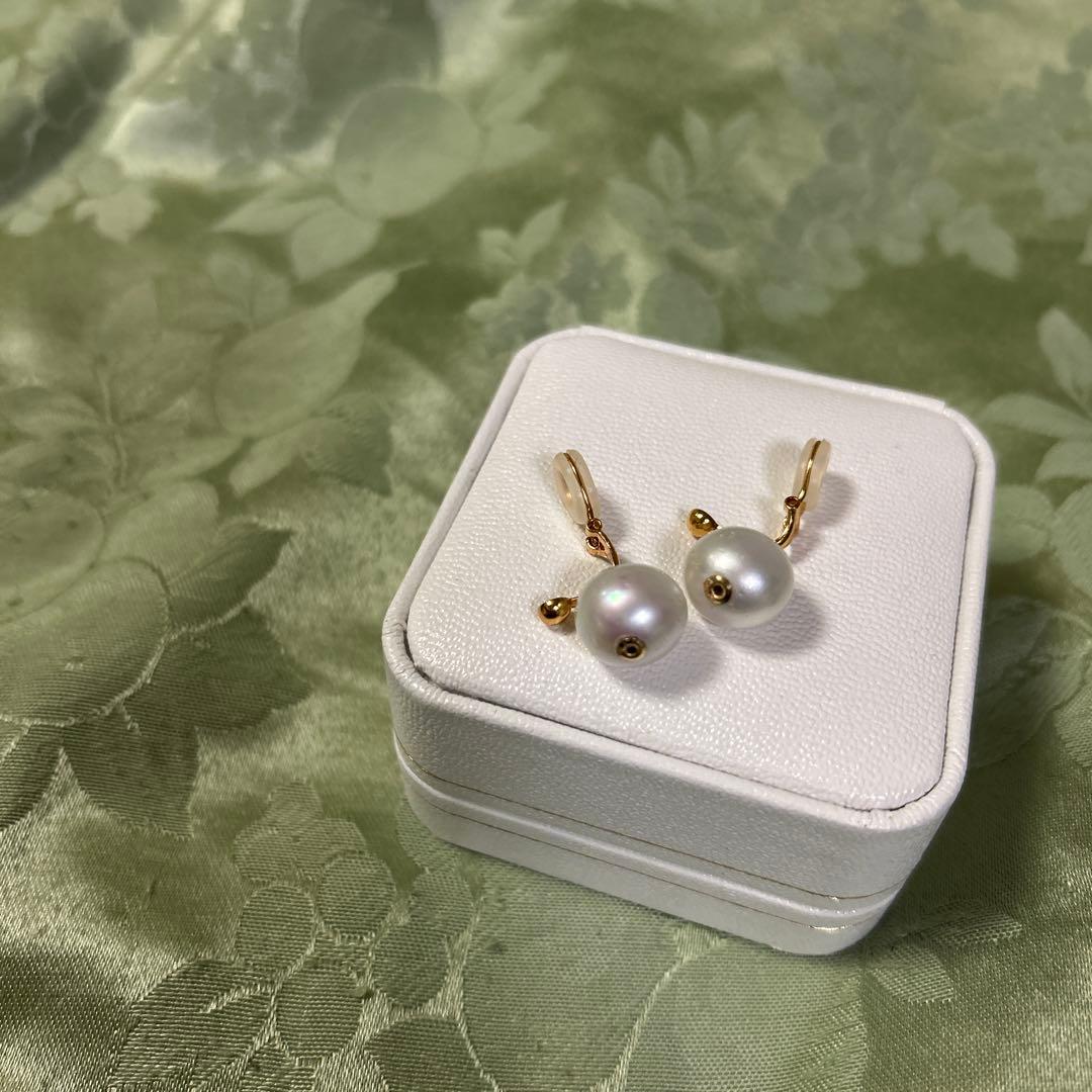 new❣️ 南洋真珠ホワイトパール大玉　ブラ型イヤリング Q23
