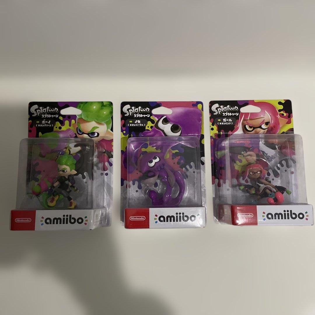 新品 スプラトゥーン amiibo ボーイ ガール イカ ネオン アミーボ