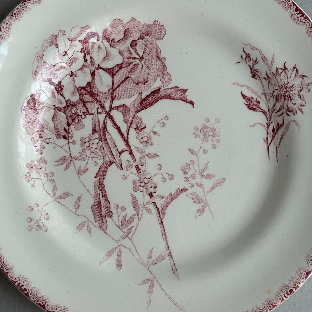 美品 フランスアンティーク HB&Cie紫陽花 切り花が美しいデザートプレート