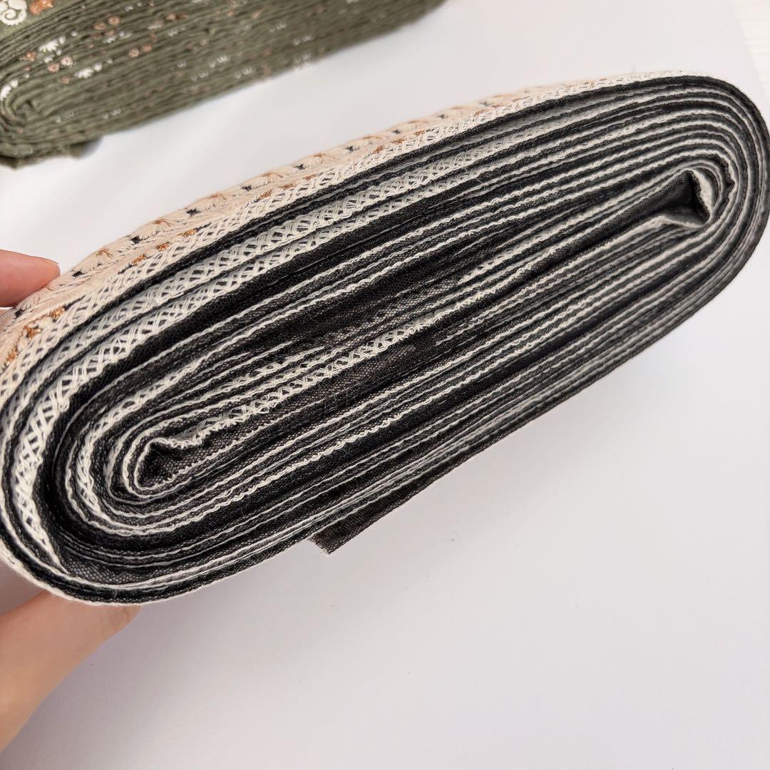 インド刺繍リボン　まるまる3ロールセット！　限定価格　黒×青×白