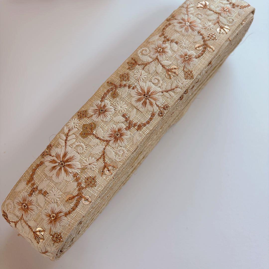 インド刺繍リボン　まるまる3ロールセット！　限定価格　黒×青×白