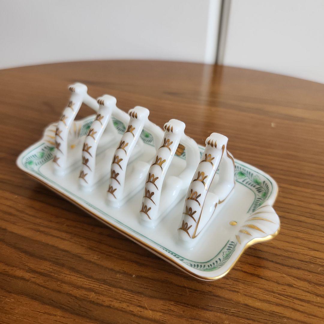 【未使用品】HEREND アポニーグリーン トーストスタンド 希少品