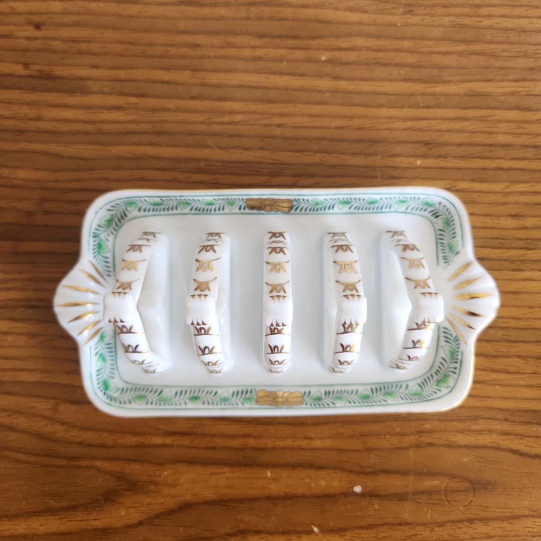 【未使用品】HEREND アポニーグリーン トーストスタンド 希少品