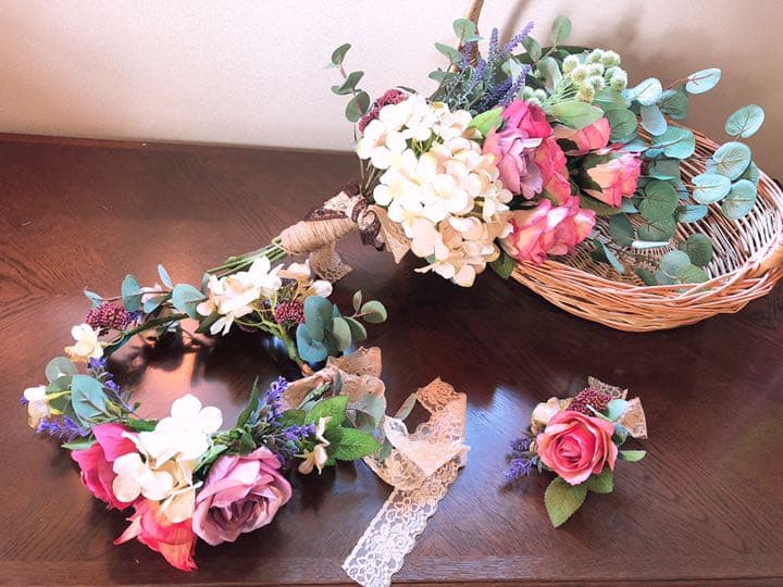 ブーケ　ブートニア　花冠　セット