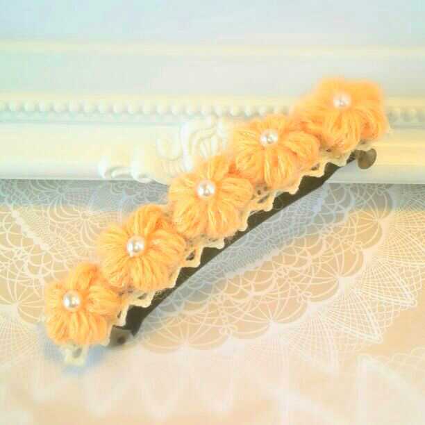 お花のバレッタ♪オレンジ